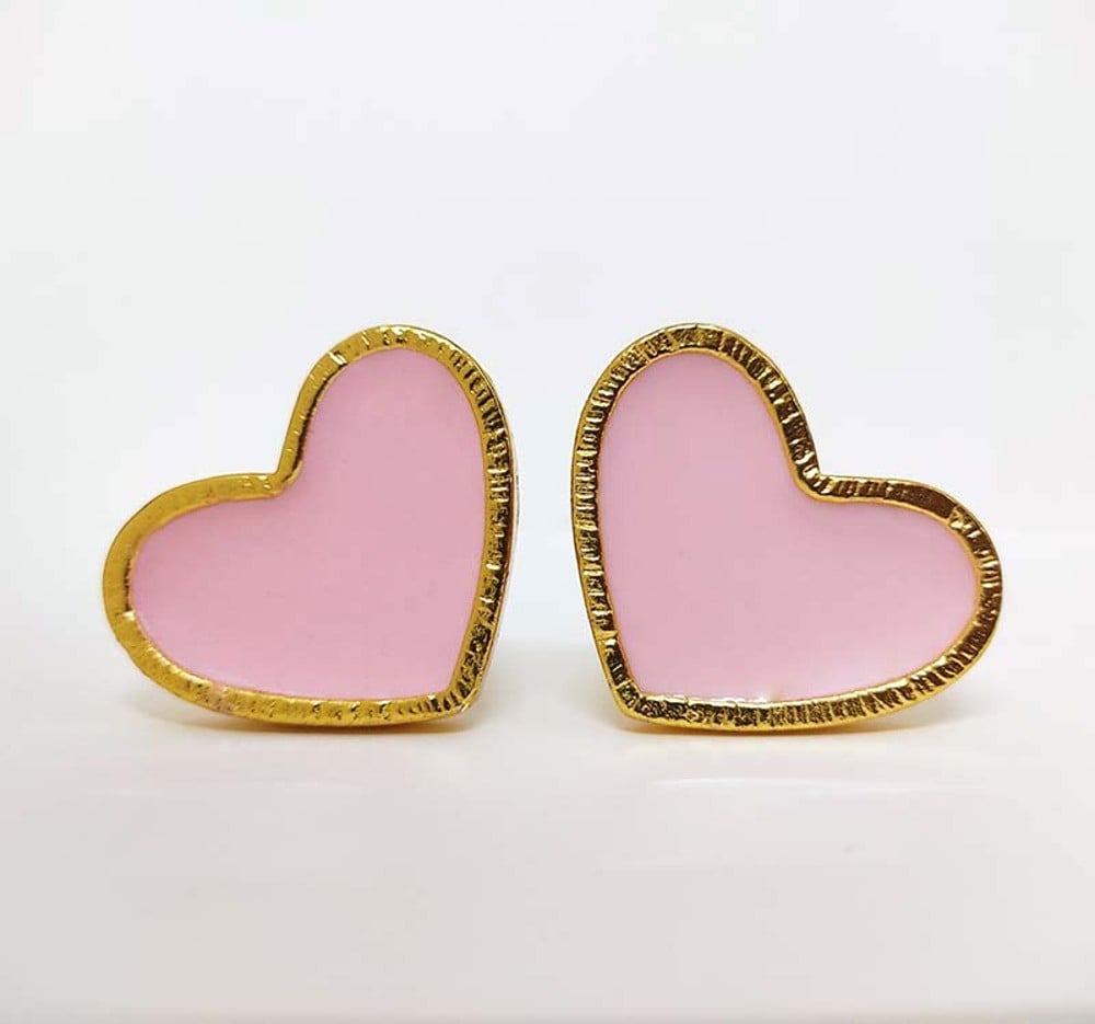 Pink Handmade Brass Heart Knob